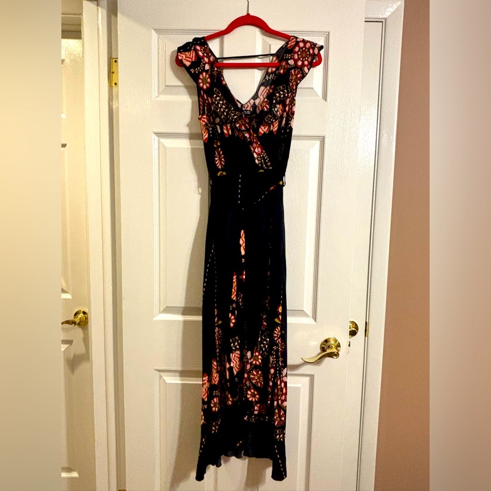Black floral high-low dress